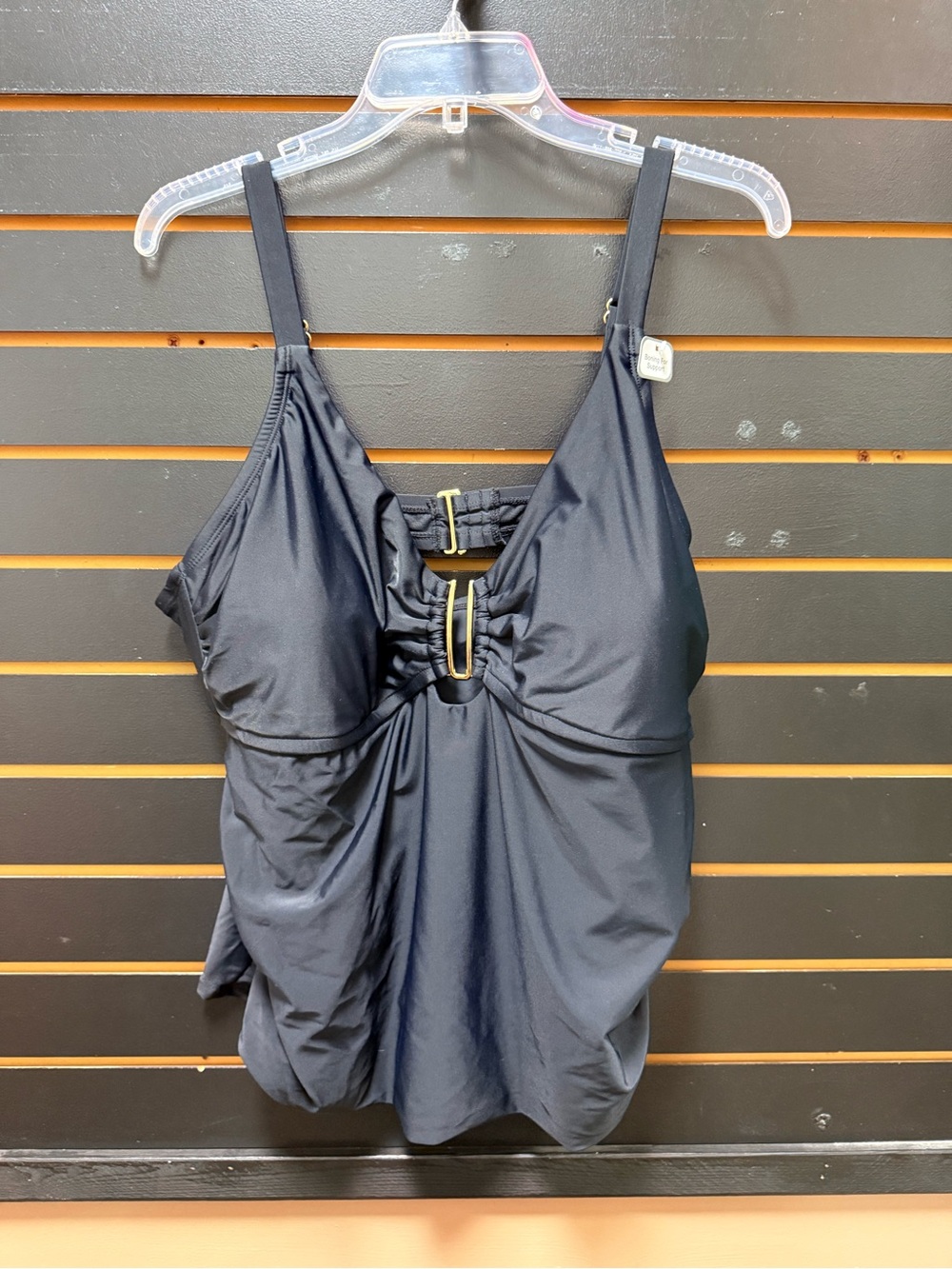 NWT Time and Tru Black Tankini Swim Top Gold Hardware Plus Size 2X 20W-22W